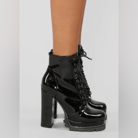 Platform chunky heel combat ankle boot - Picture 4 of 5